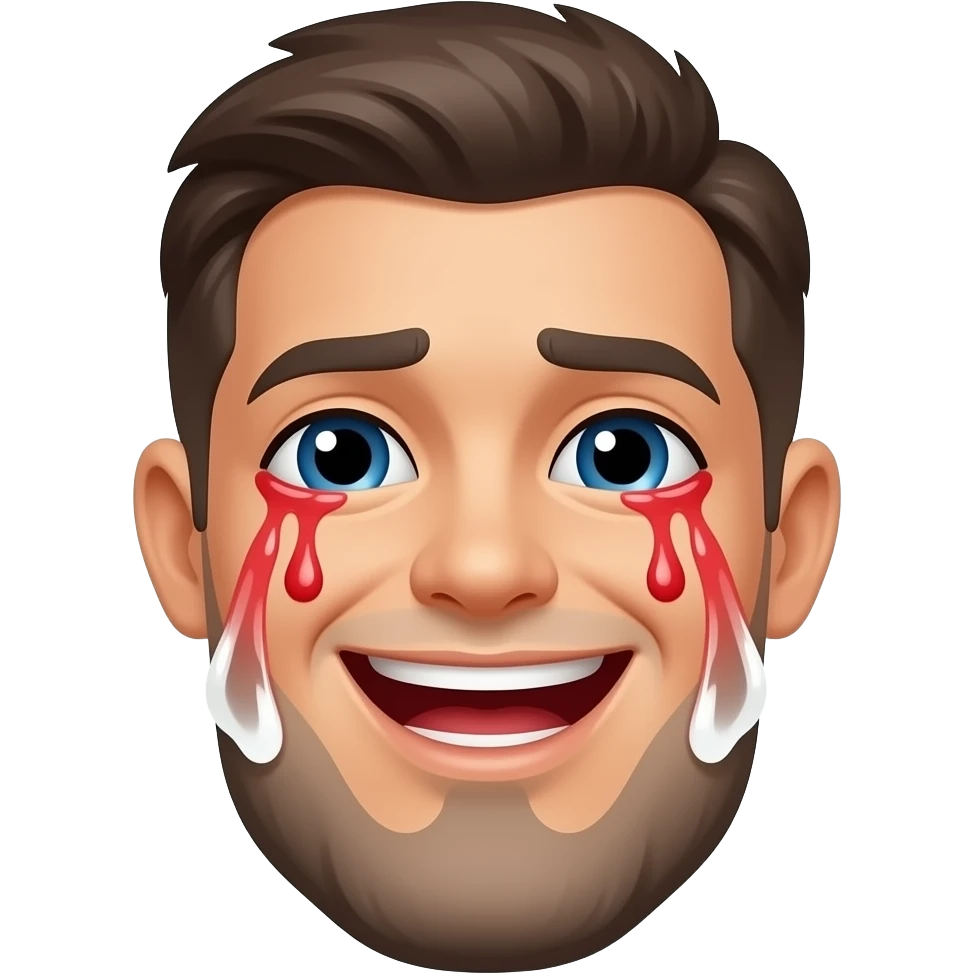 smiley face crying red tears emoji