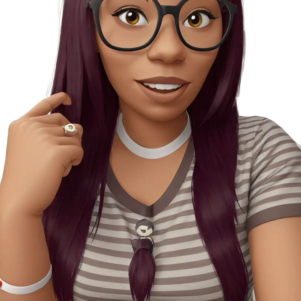 smiling girl in striped shirt emoji