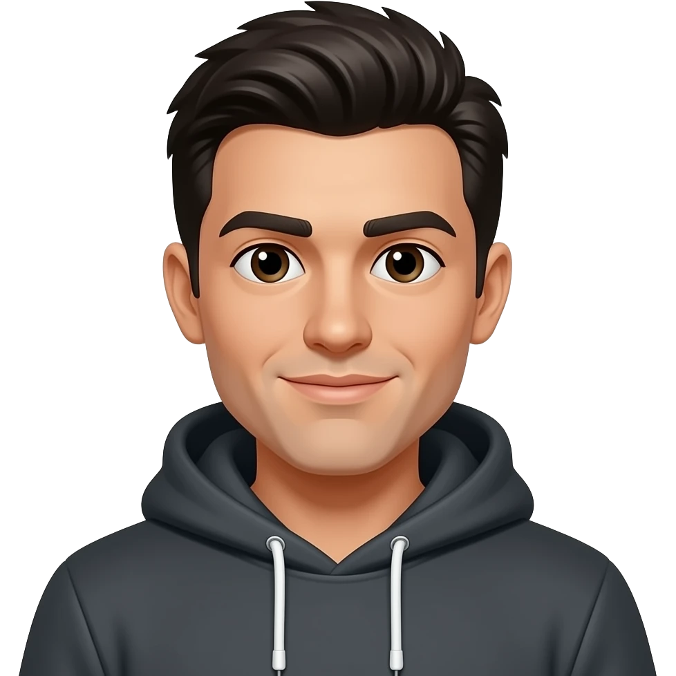 black hair man hoodie emoji