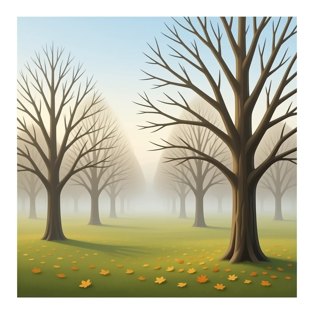 autumn and leafless trees landscape emoji