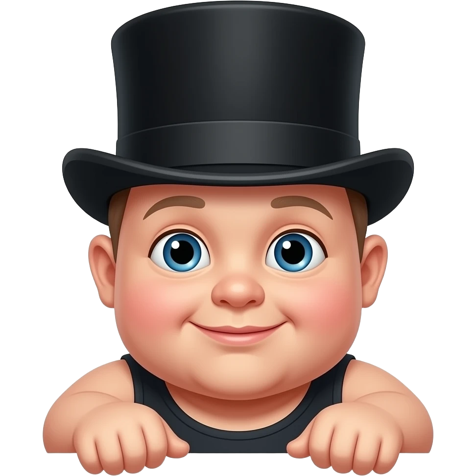 Very fat baby with a top hat emoji