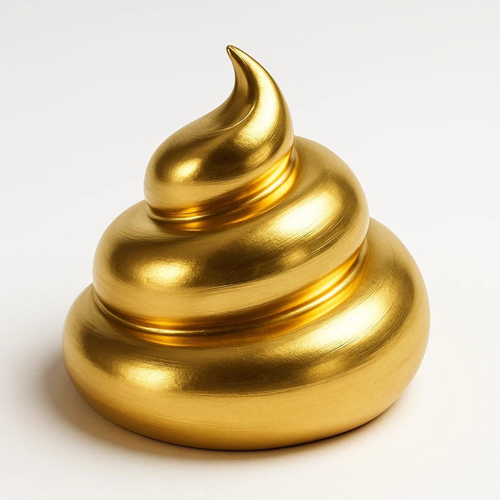 golden poop, gold object, shiny, stylized, no text emoji
