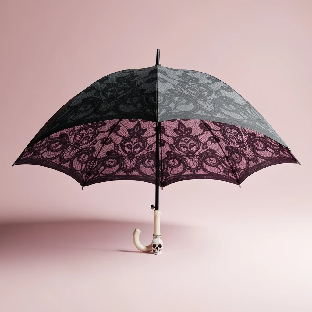 goth umbrella, cute, expressive, minimal emoji