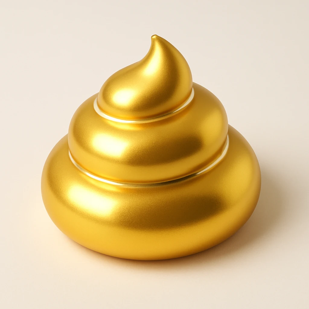 golden poop, 3D style, metallic, reflective, no text emoji