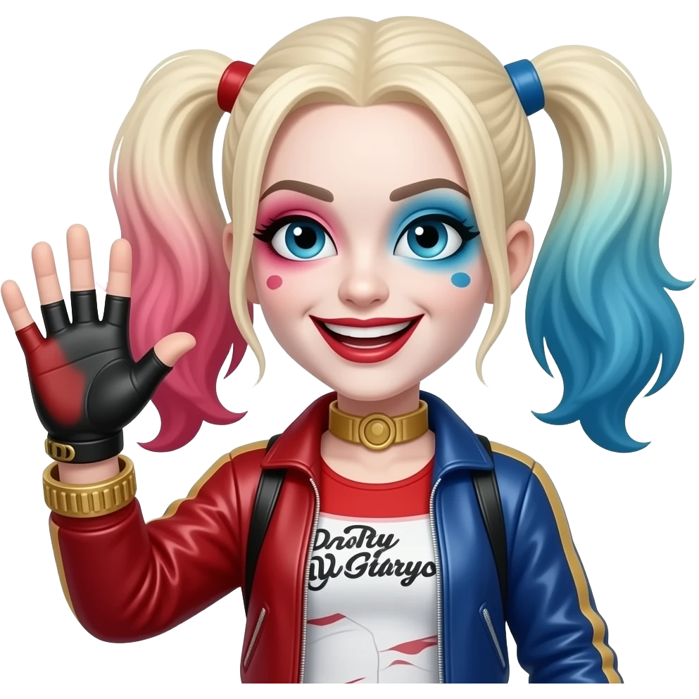 harley quinn saludando con la mano abierta emoji