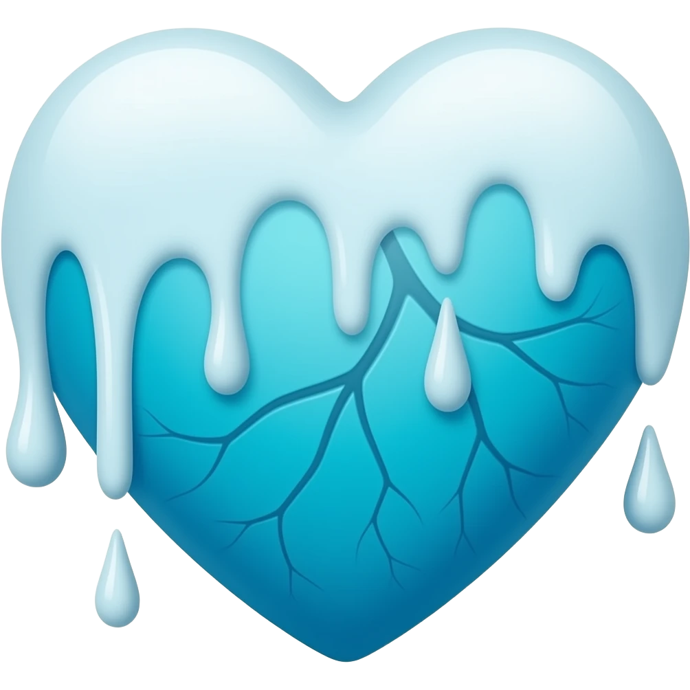 cyan heart with white liquid dripping down emoji
