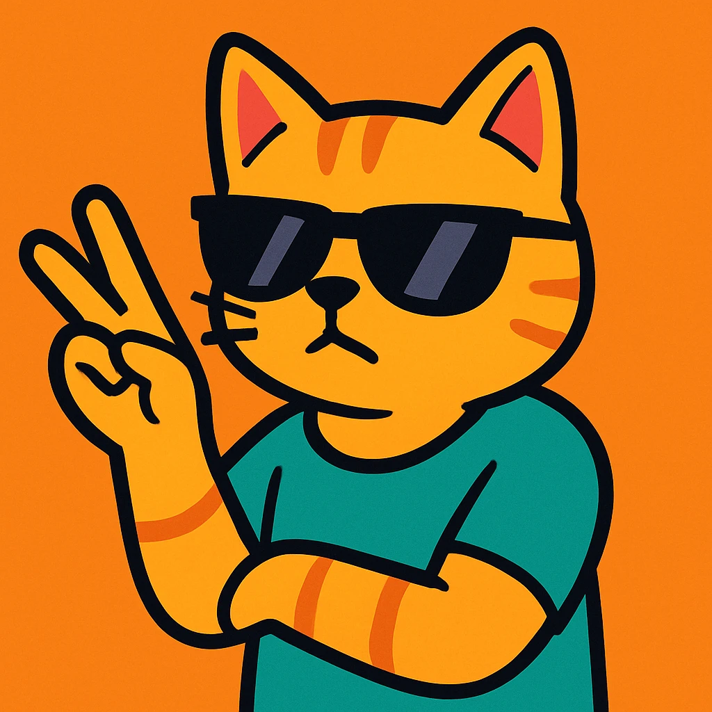 cat doing a 'slay' hand gesture emoji