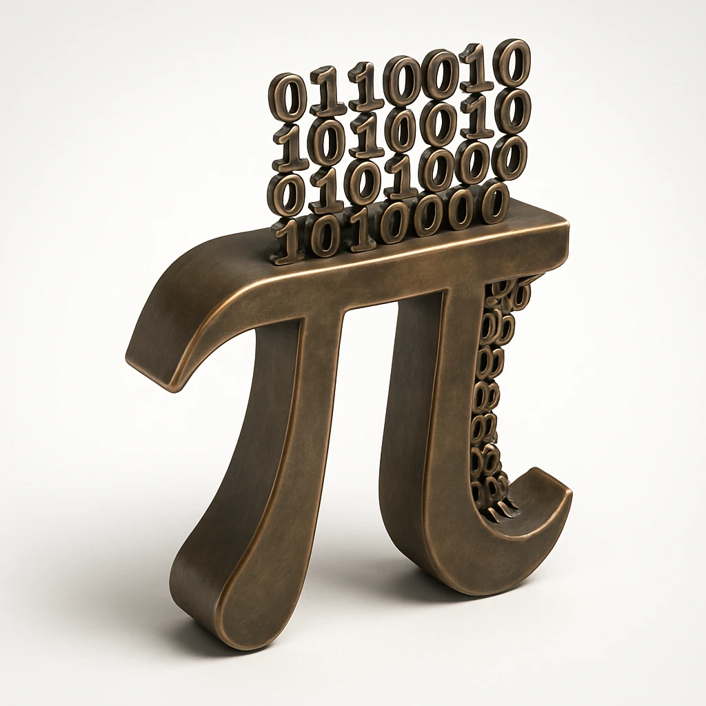  combine the π (pi) math symbol, binary code emerging from it. emoji