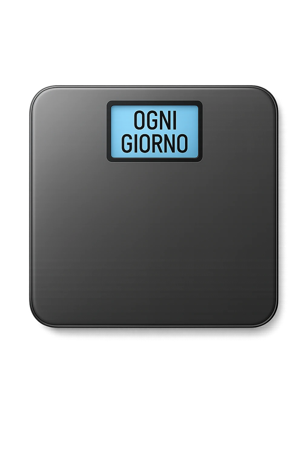 BILANCIA PESAPERSONE CON LA SCRITTA "OGNI GIORNO" SUL DISPLAY, iperrealistico 4k emoji