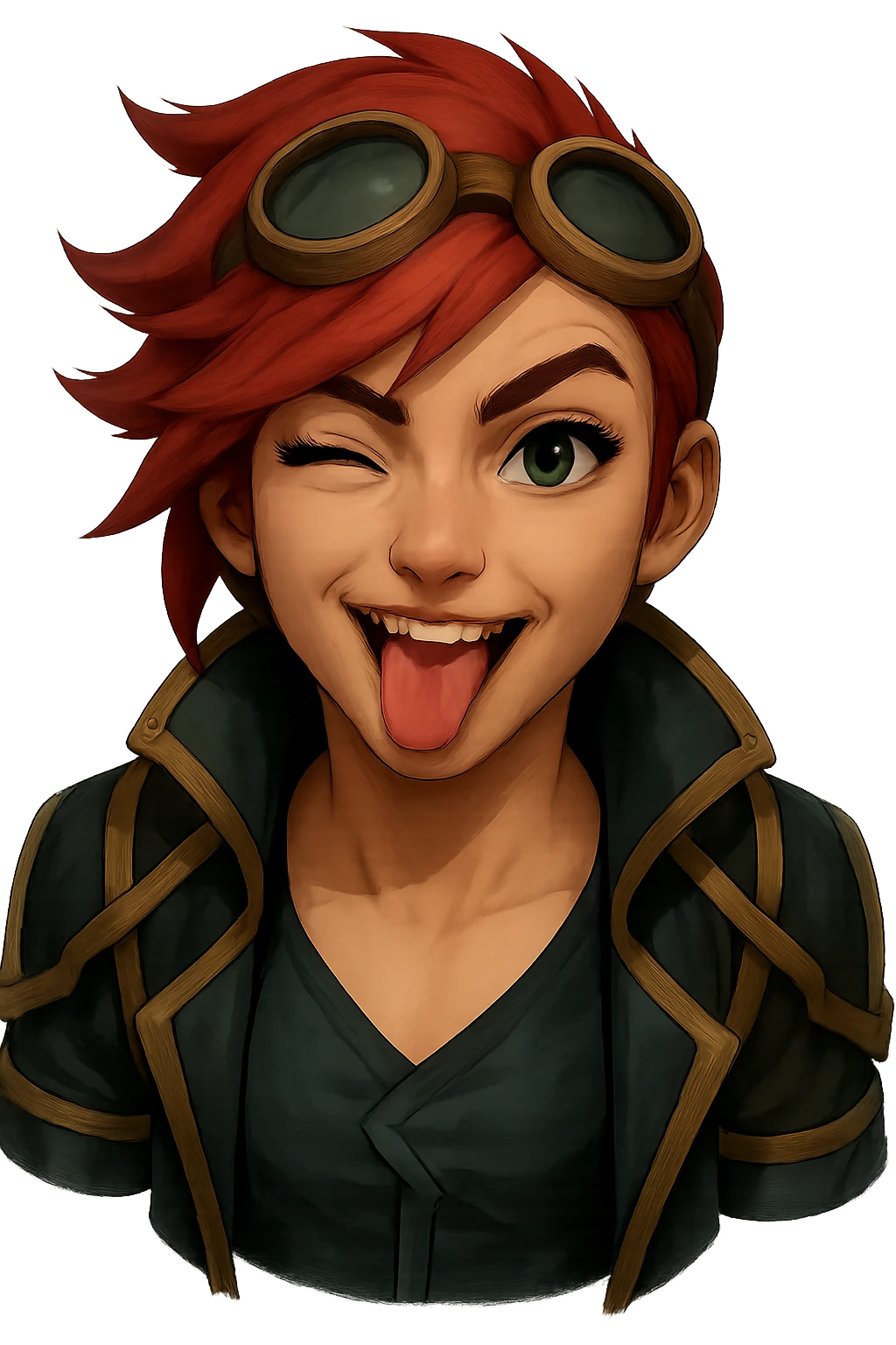 Change the expression of the character to cheeky tongue out, keeping the style and appearance the same, inspired by playful Minecraft-style expressions. Transparent background. emoji