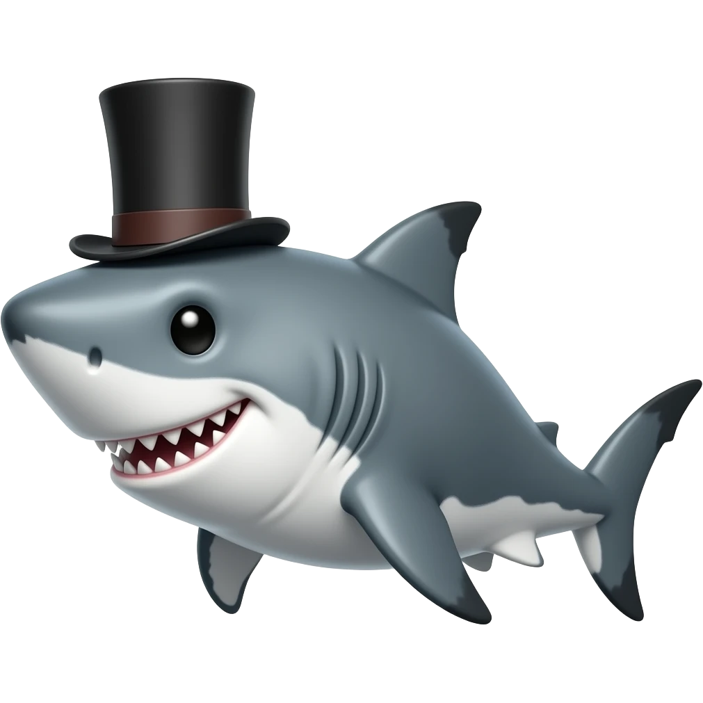 Shark with a top hat emoji