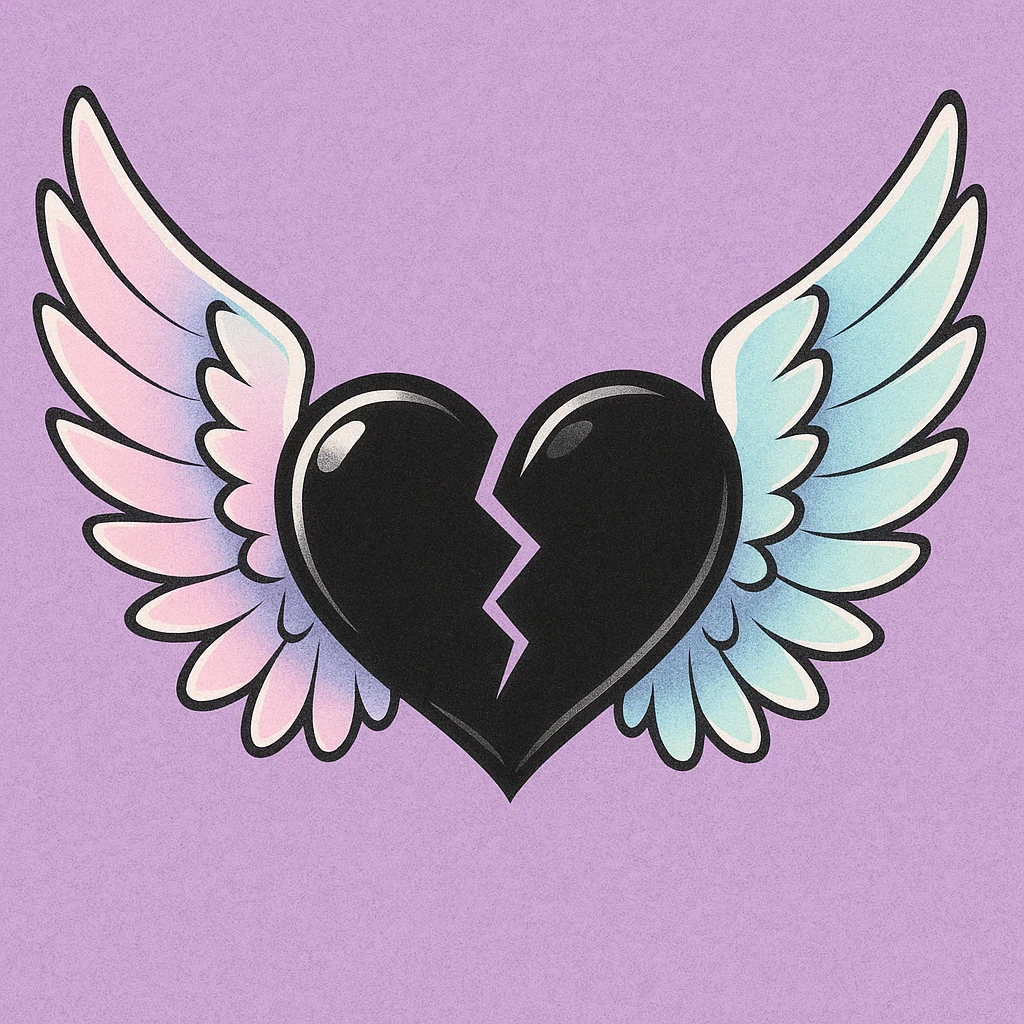 emo heart with pastel wings emoji