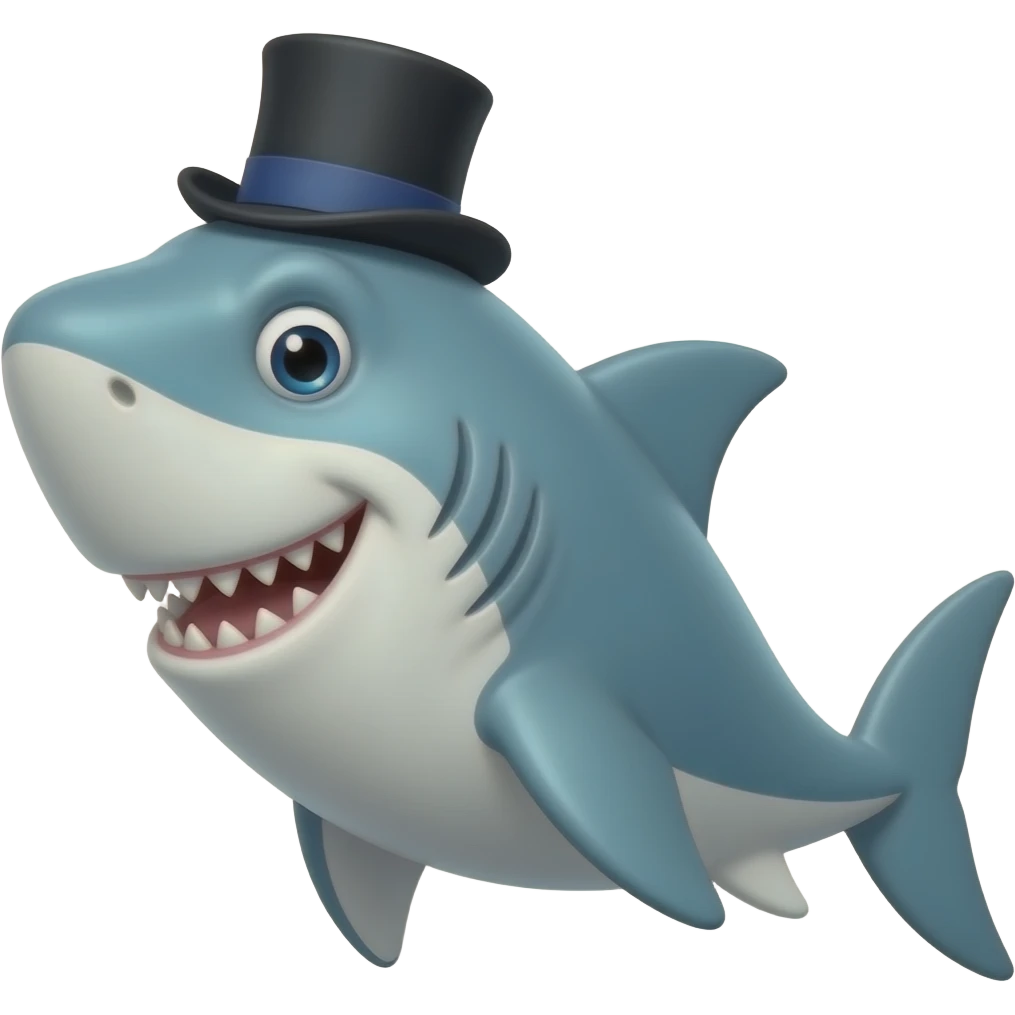Shark with a top hat emoji