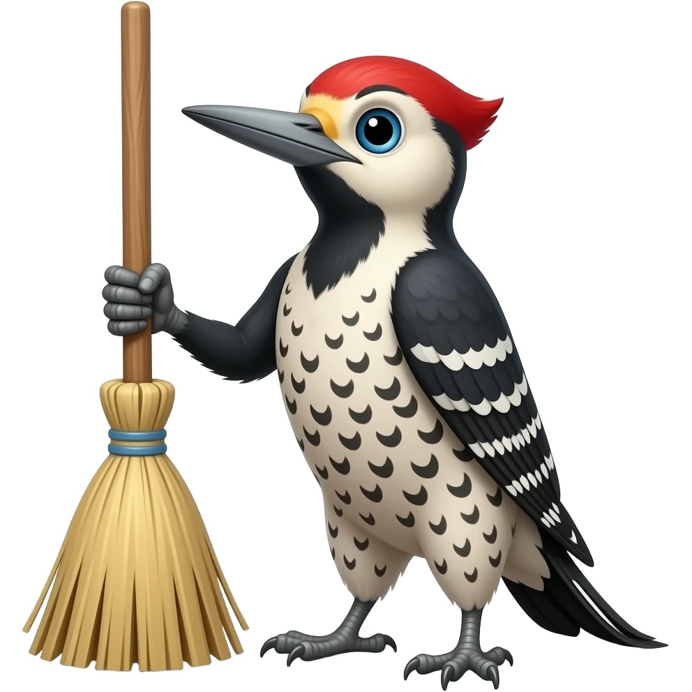 woody the wood pecker holding a broom emoji