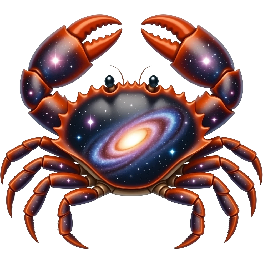 A crab with the whole galaxy inside facing forward emoji