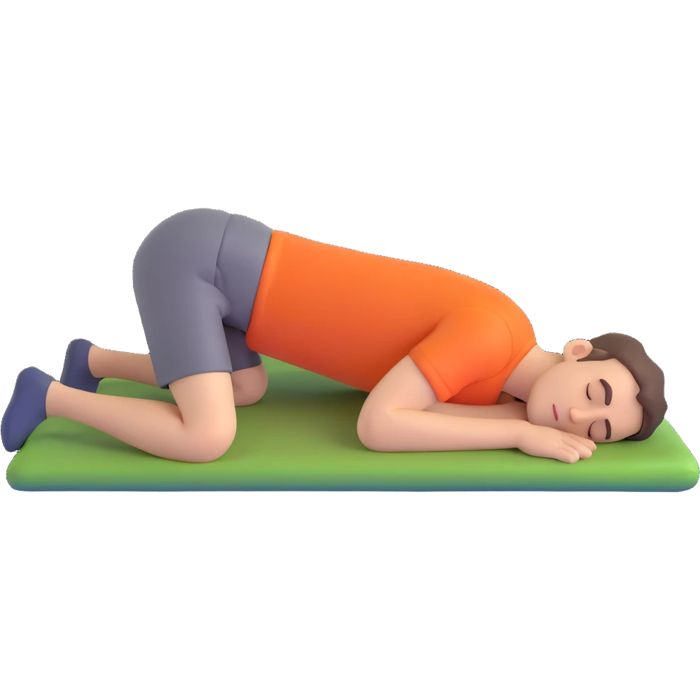 man sleeping on his stomach with knees bent at 90 degrees, simple clear pose emoji