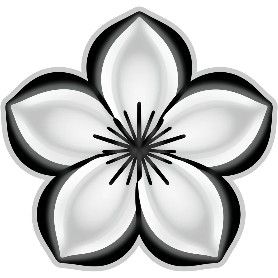 cartoon flower jasmine with extreme bold black stoke emoji