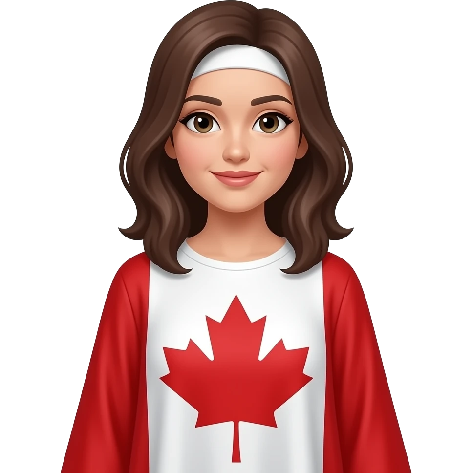 A hijabi wearing a canadian flag dress emoji