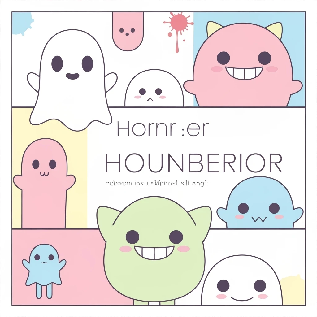 pastel horror banner, cute, expressive, minimal, new variation emoji