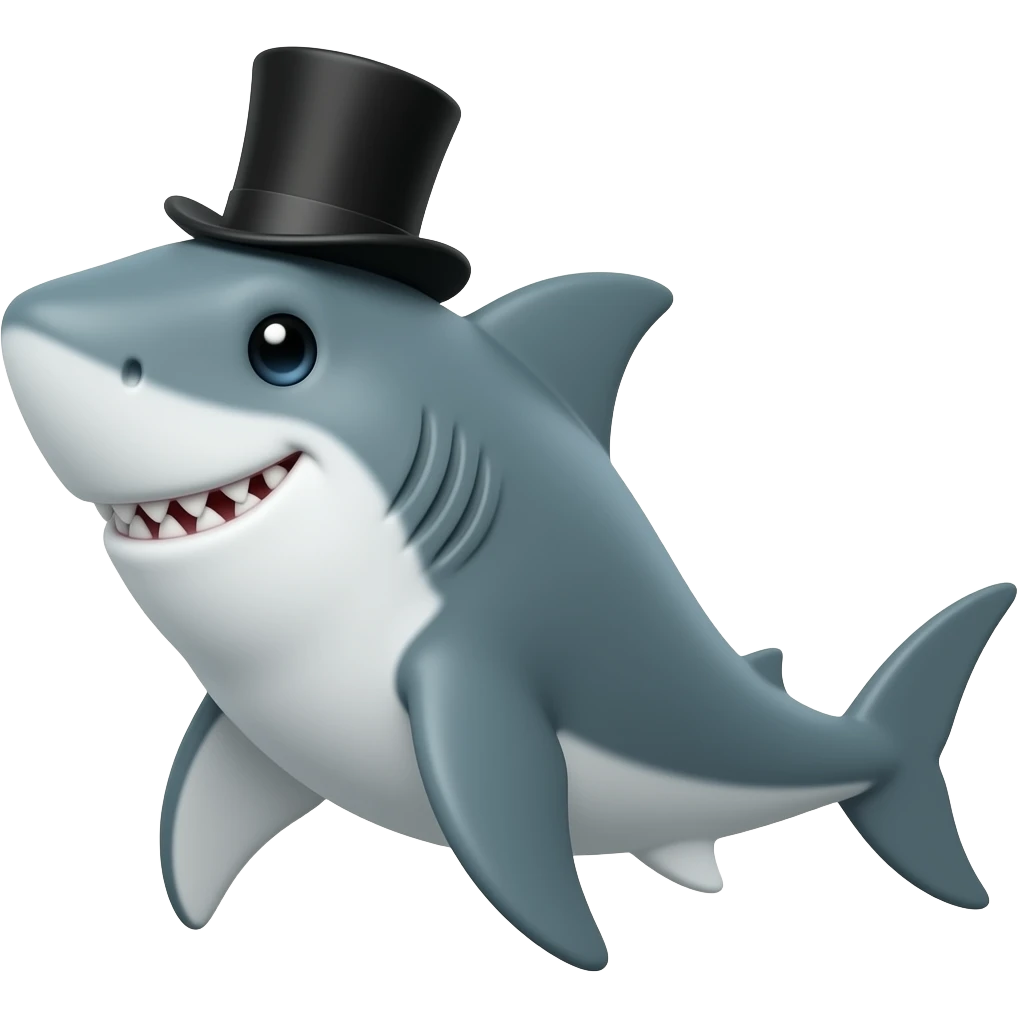Shark with a top hat emoji