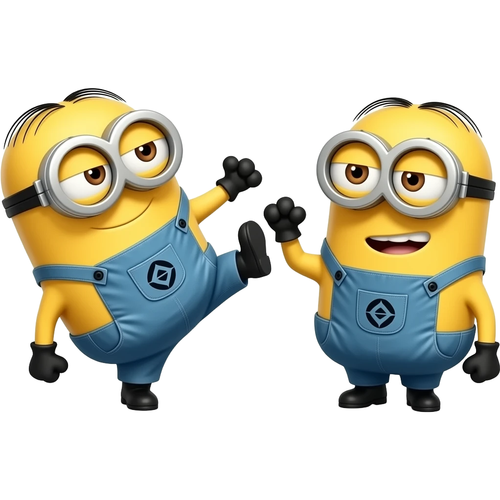 1 bent over second minion Kicking first 1  text bohica emoji