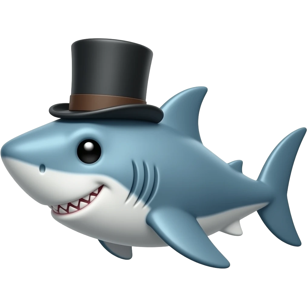 Shark with a top hat emoji