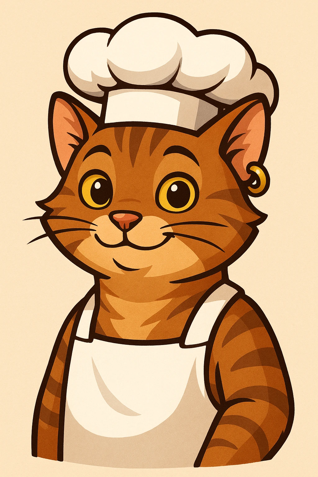 chef cat with a gold earring, clear, appealing style emoji