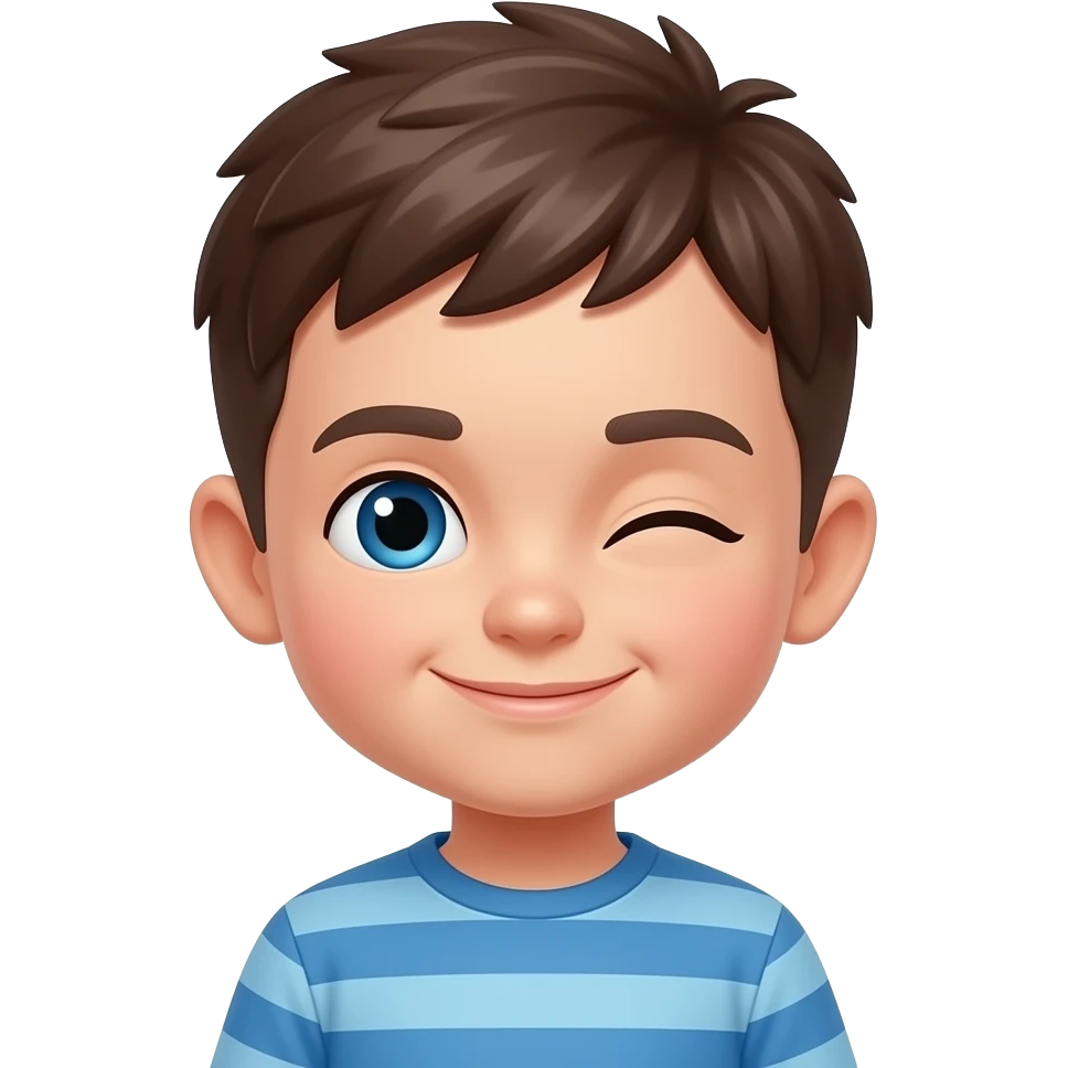 Boy with brown hair winking emoji