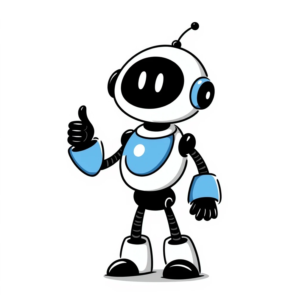 Astro Bot from PlayStation, cute robot with blue and white body, standing, hand drawn doodle style emoji