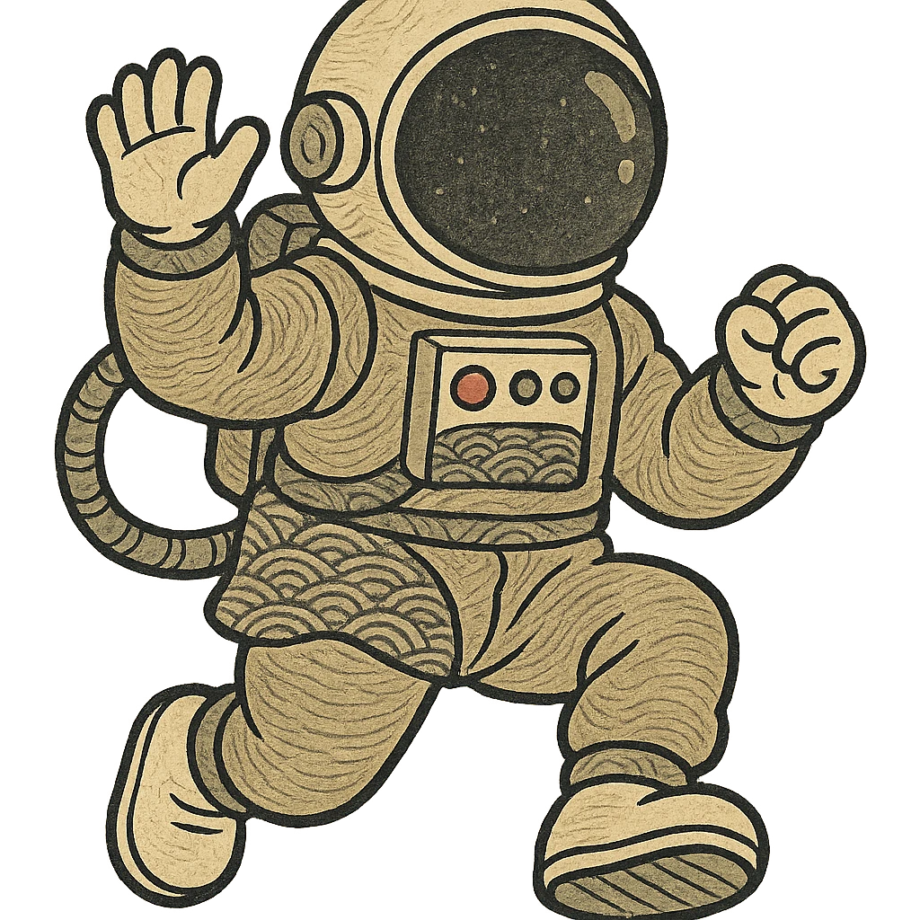 ukiyo-e inspired cartoon astronaut emoji