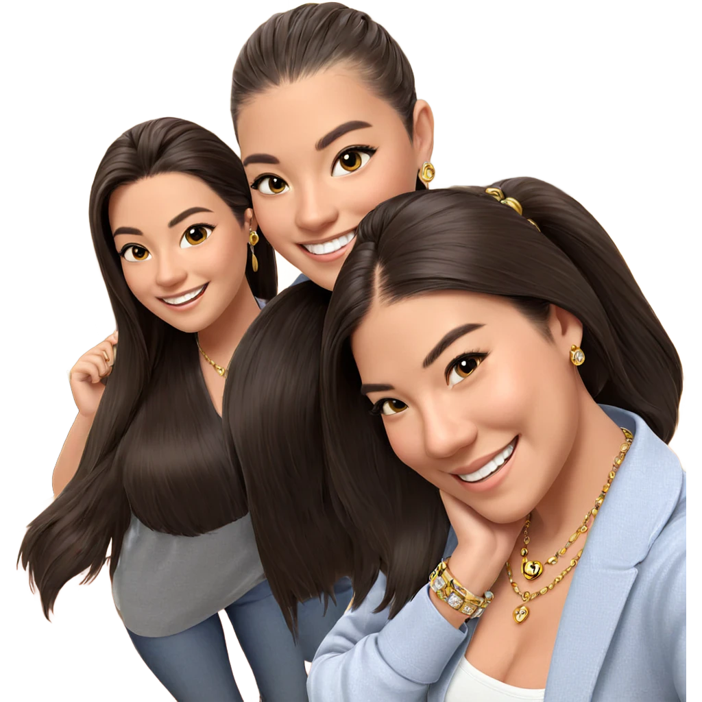 smiling girls with jewelry emoji