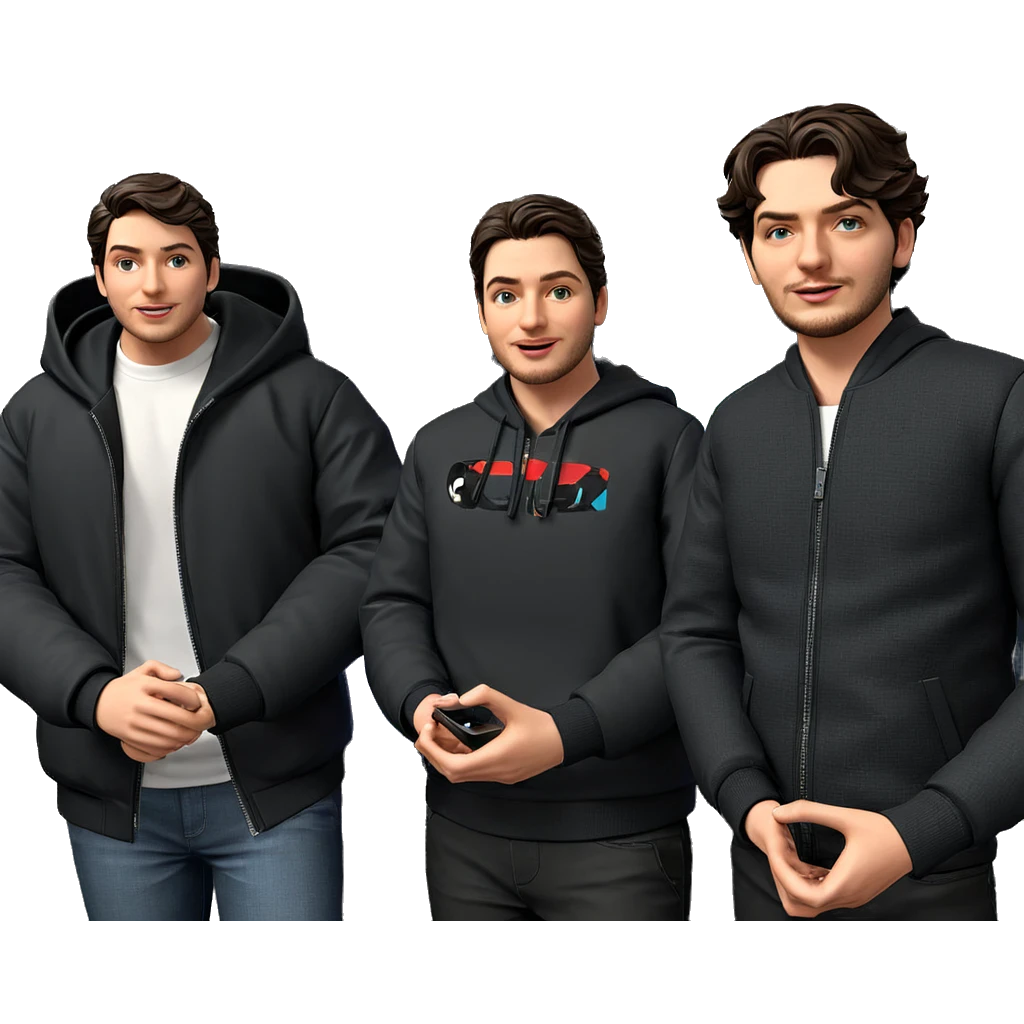 three boys in black jackets emoji