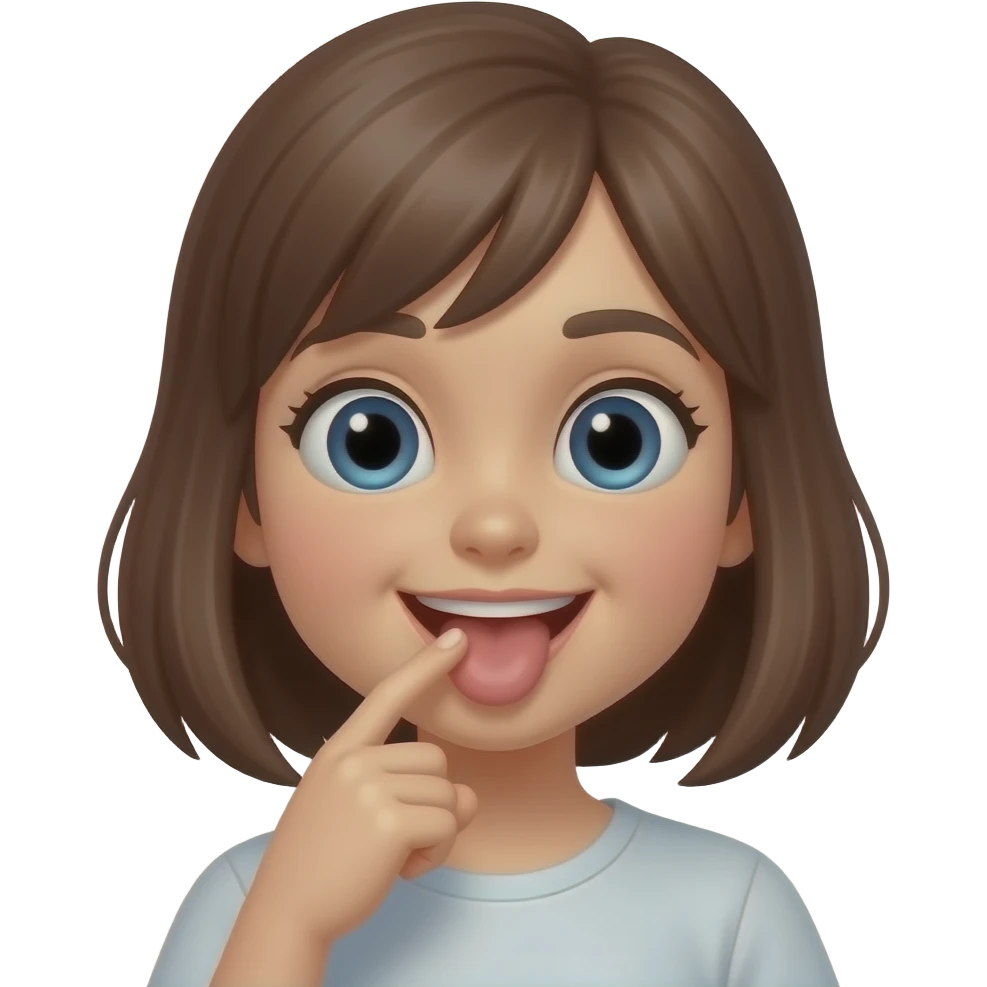 Biting finger "ermm" cheeky girl emoji