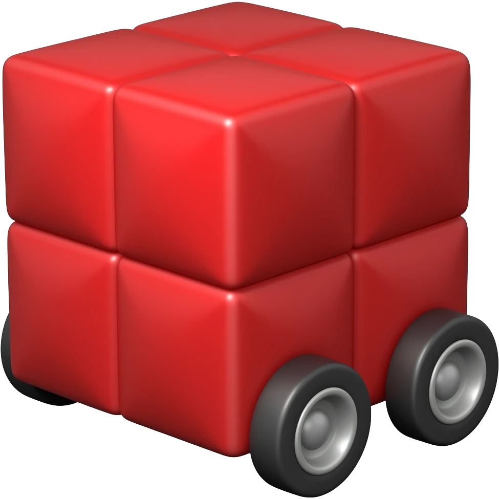 red cube on wheels emoji