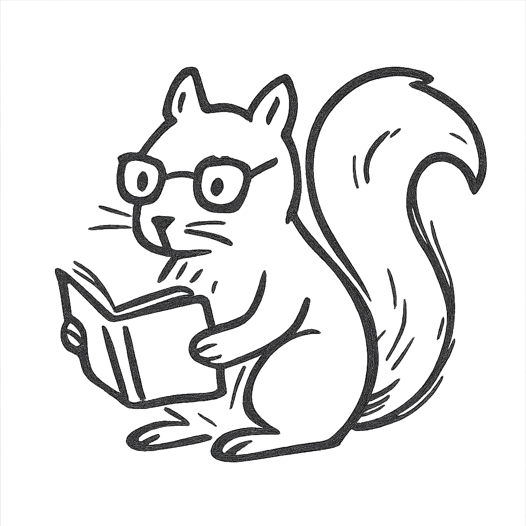 écureuil savant, hand drawn sketch style emoji