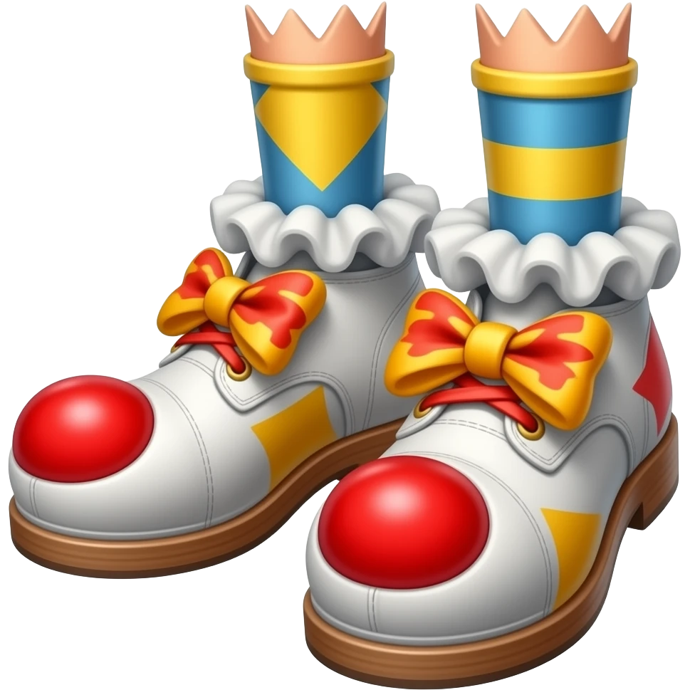 White toes with red long toenails ripping out of clown shoes emoji