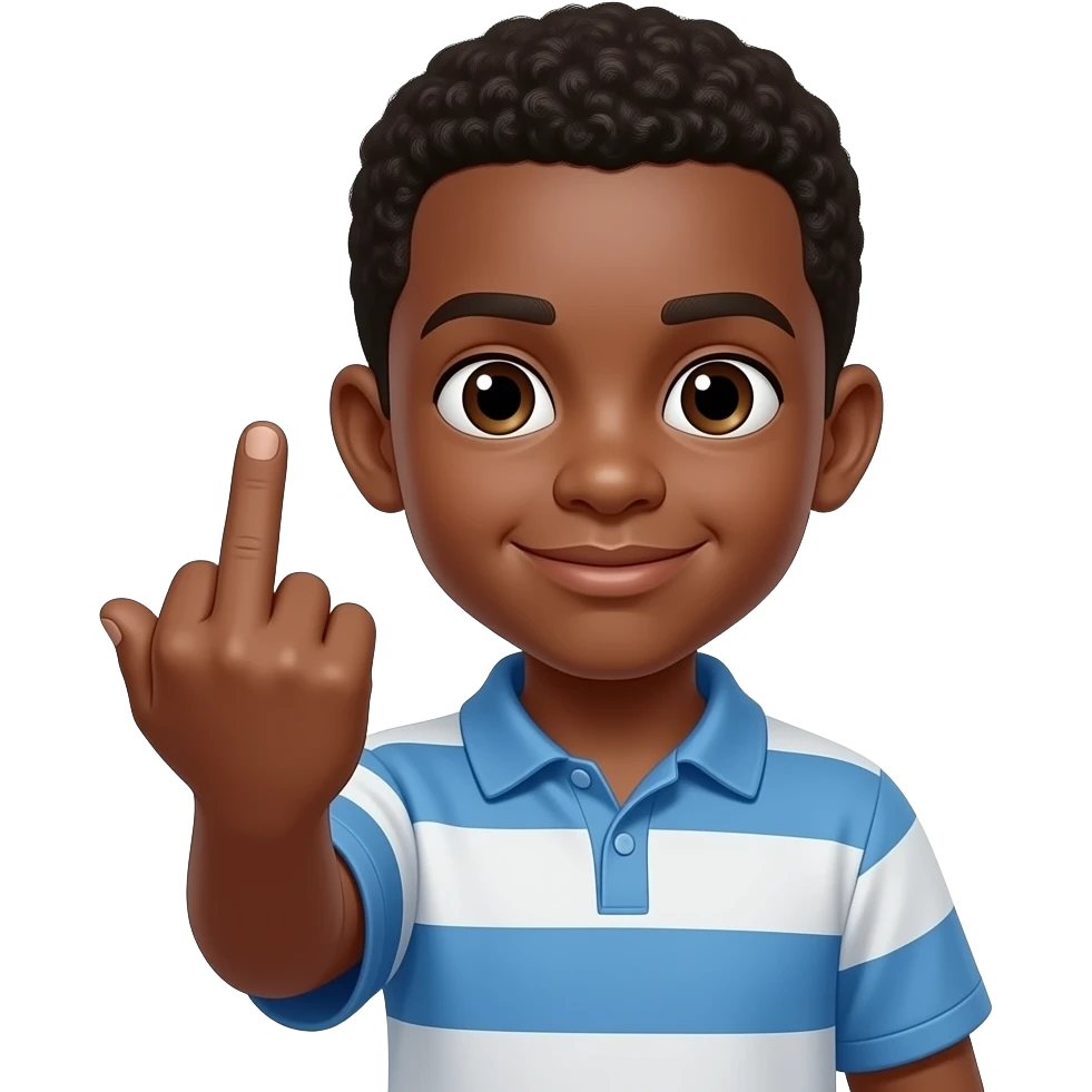 Garçon noir qui fait un doigt d’honneur emoji