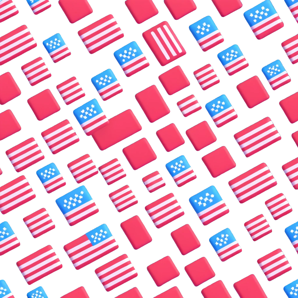 USA flag minimal 3D emoji style, red and white stripes, blue square in the corner, no details, no text, 3D effect emoji