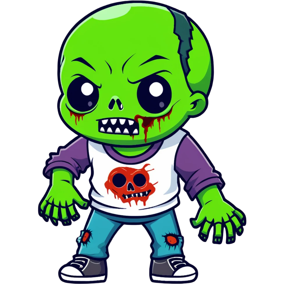 cartoon zombie with green skin and ragged clothes emoji