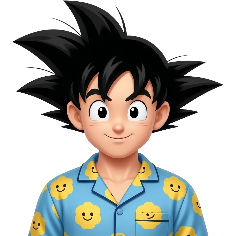 Son goku dans un pijama de doui de poppy playtime emoji