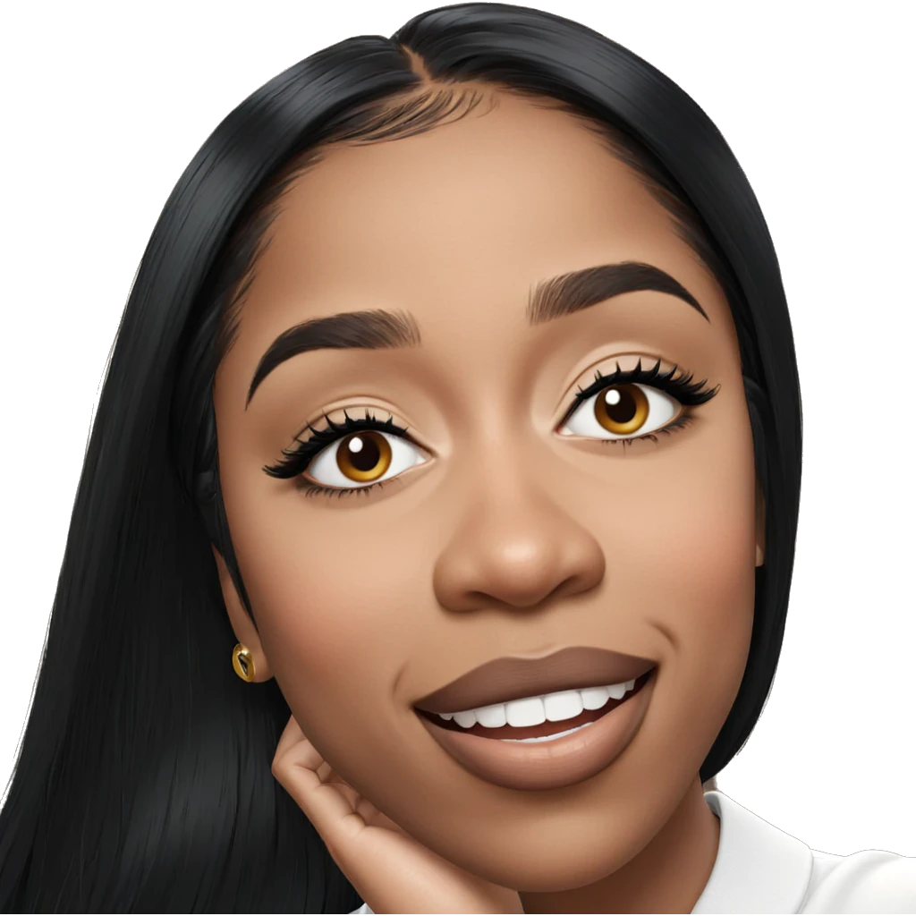 smiling girl portrait with black hair emoji