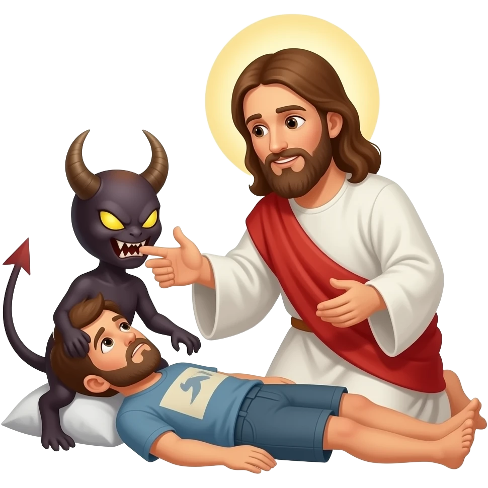 Jesus exorcist a demonical possessed man emoji