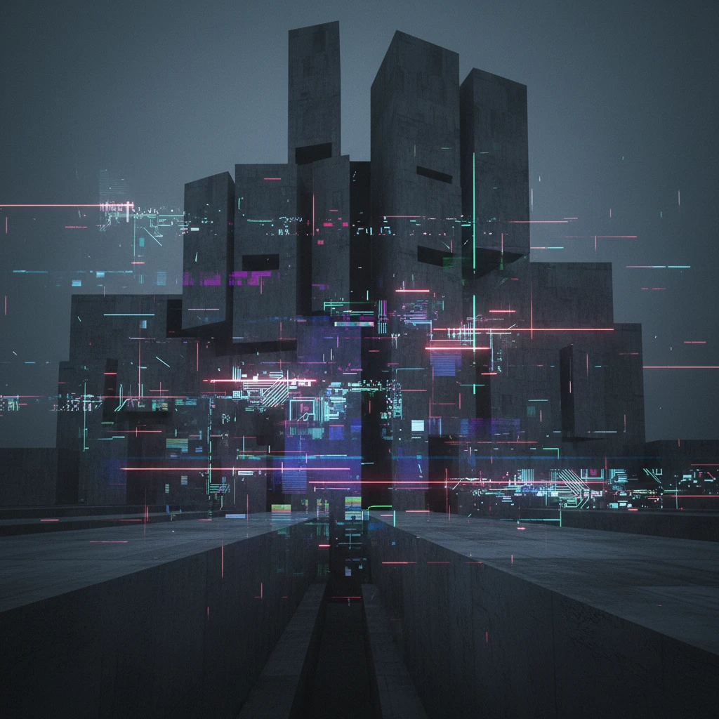 futurepunk cpbergoth brutalist minimalist background, grid rectangles glitchy squares, linear forms, no faces, no organic shapes emoji