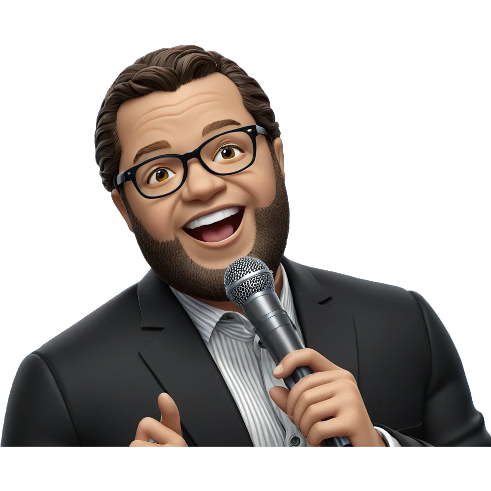 dapper boy with microphone emoji