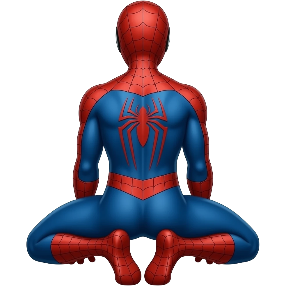 spiderman but only the back side of him kneeling down with his feet on his tip tows and his hands in between emoji