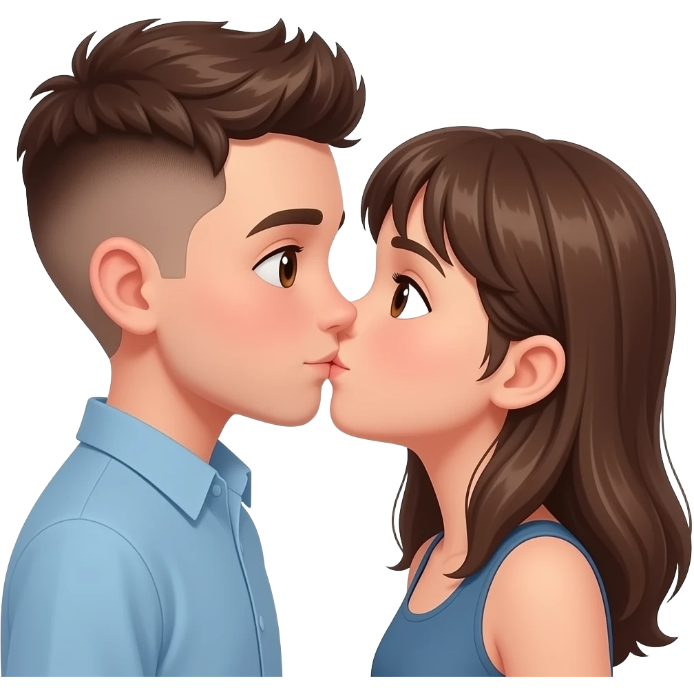 Kahverengi gözlü, Kumral, Buzz Cut saçlı erkek çocuk sı biraz daha uzun olsun ve yanına yakışan bir kız koy öpüşsünler daha çok yapışsınlar emoji