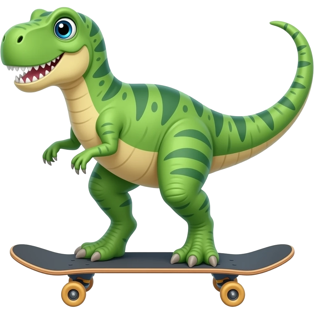 Dinosaur on a skateboard emoji