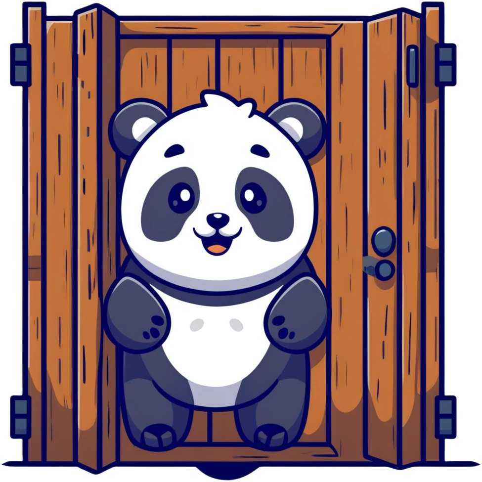 Panda hiding behind door emoji