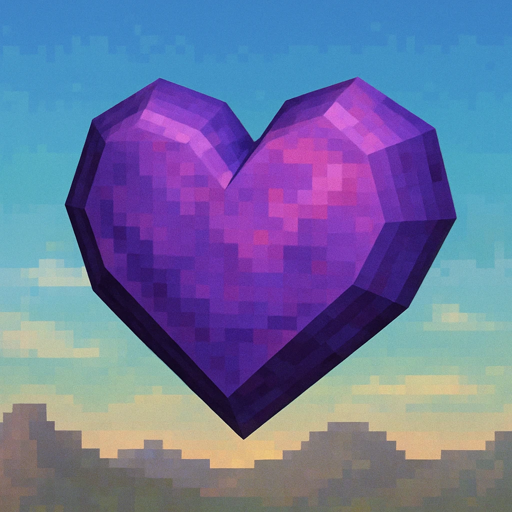 purple heart, faceted, no text emoji