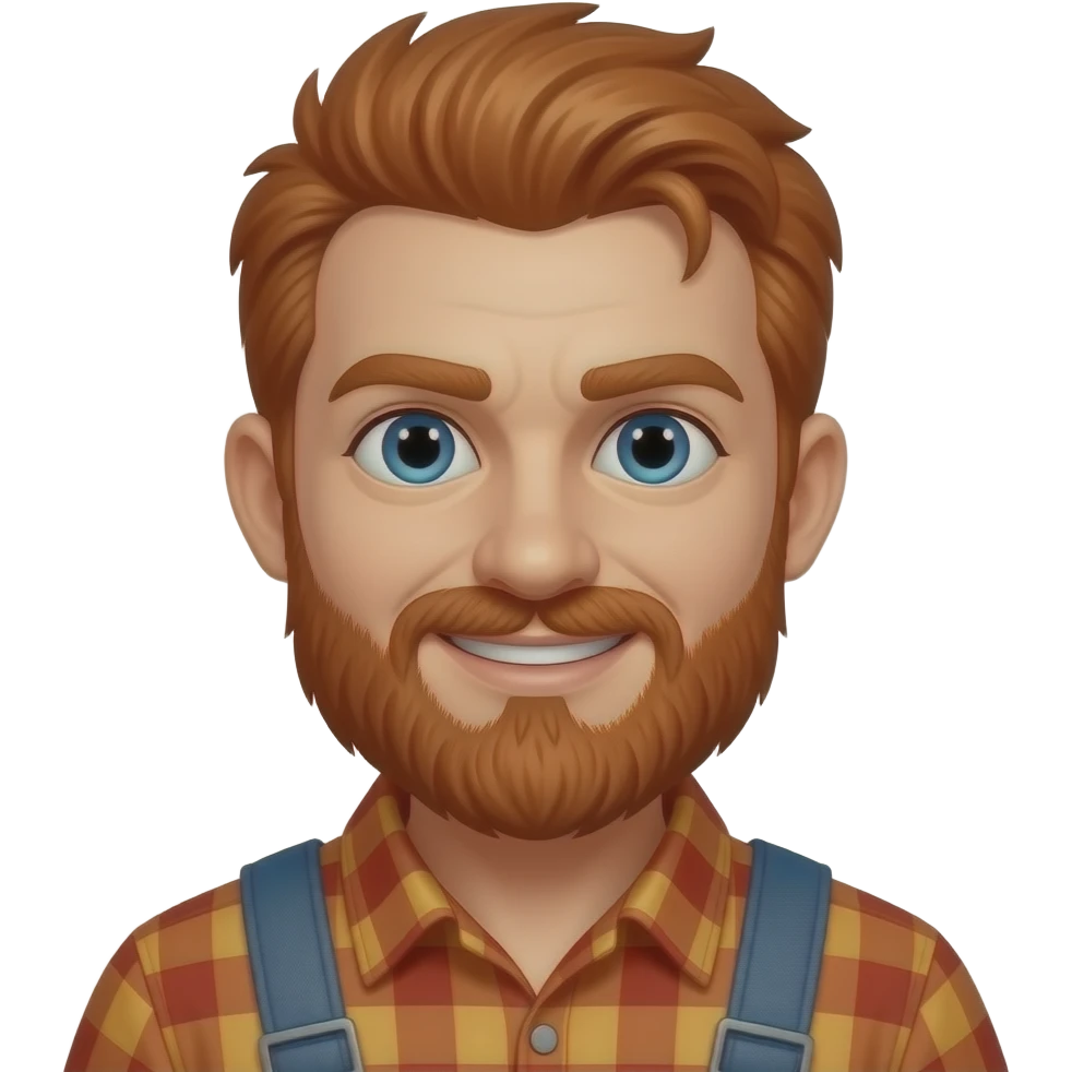 A comedic lumberjack with red hair and beard emoji